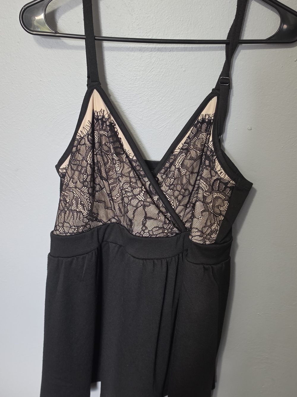 torrid Black Lace-Overlay Chemise with Nude Lining